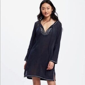Navy Blue Gauze Swim Coverup